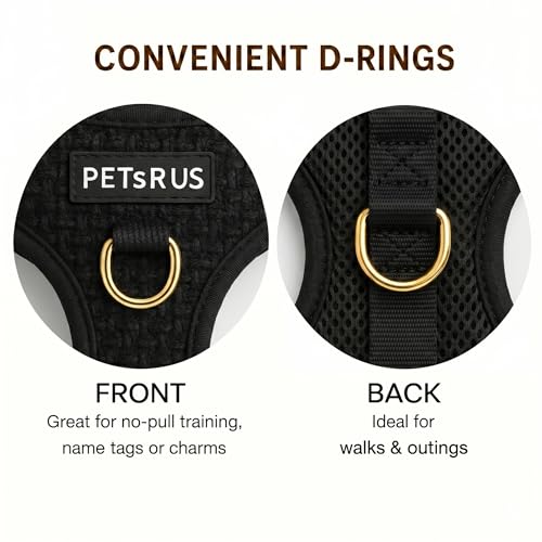 Premium No-Pull Dog Harness Soft Neoprene & Breathable Mesh Vest with Front & Back Clip D-Rings Adjustable Lightweight Walking Harness for Puppies, Small & Medium Dogs (Black Boucle, M) - color: Black Boucle, size: M: Neck=15.4-20.1''/Chest=18.1-24.4''