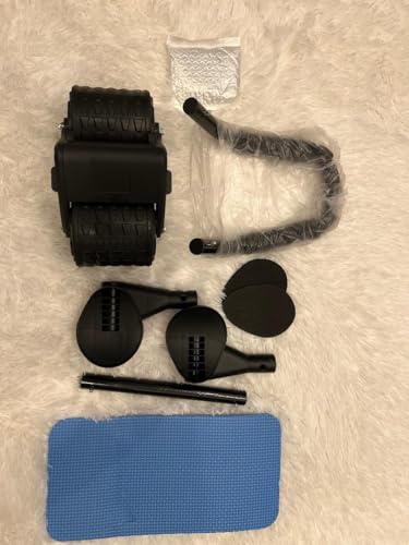 Ab Roller Exercise Wheel with Phone Mount, Timer, Knee Mat, Elbow Support, Core Strength Training Equipment, Black