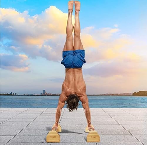 Yes4All Steel/Solid Wood Push Up Stand Parallel Bars Parallettes Non-slip Rubber Feet For Floor Use, Supports Calisthenics Exercises and Upper Body Strength Workouts Perfect For Men And Women