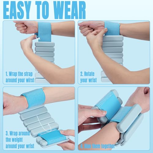 Sportneer Wrist & Ankle Weights for Women Men - 1 Pair (1 lb/2 lb Each) | Adjustable Weighted Bracelet Silicone Bangles for Yoga, Dance, Pilates, Cardio, Aerobics, Gym, Pool Exercises and Jogging