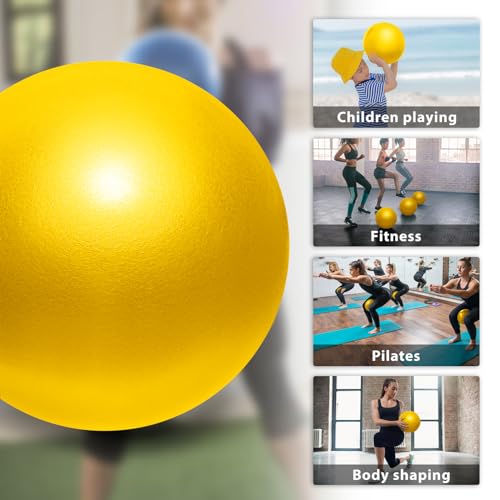 Cikyner Soft Pilates Ball, Small Exercise Ball 9 Inch Mini Gym Ball with Inflatable Straw, Suitable for Pilates, Yoga, Full Body Training, Physical Therapy and Balance improving at Home, Gym & Office - color: Yellow