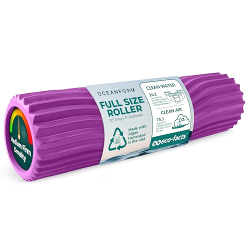 Tidal Roller - Magenta - Muscle Massage Foam Roller for Back Pain & Stretching - Firm and Ergonomic Wide Wave Textured - Yoga, Athletics, & Wellness - Full Size, 20" x 5" - color: Magenta