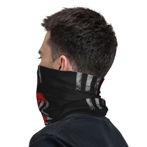 Firefighter Axe Red Line Flag Prints Multifunctional Sport Headband – Seamless Stretch Neck Gaiter for Hiking, Biking, Running & Outdoor Activities – Soft, Quick-Dry, No-Fade Design