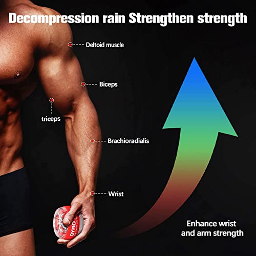 Auto-Start Wrist Power Gyro Ball with LED Lights, Wrist Strengthener and Forearm Exerciser for Stronger Arm Fingers and Muscle - color: Colourful Light-Red