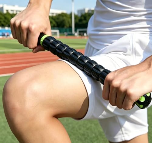 Muscle Roller Stick - A Full-Body Massage Roller that Can Relieve Muscle Soreness, Cramps and Tension After Exercise. It is a Handheld Physical Therapy and Recovery Tool(Black and Green) - color: Green