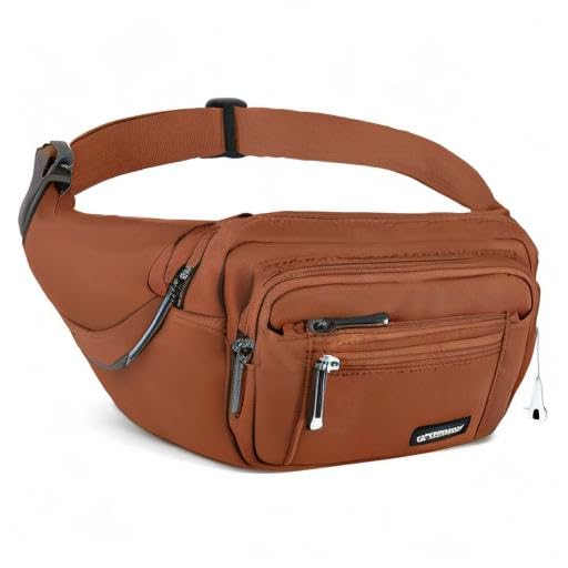 CXWMZY Fanny Packs For Women & Men Waist Pack Hip Bum Bag with Multi-Pockets Large Capacity Waterproof Casual Bum Bag for Disney Traveling Casual Cycling Running Hiking (Brown1) - color: Brown1