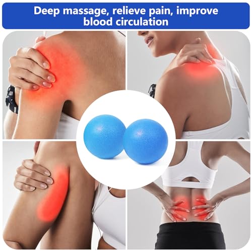 2-Pack Firm Lacrosse Massage Balls- for Deep Tissue, Trigger Point & Myofascial Release Therapy, Relieve Muscle Knots (Light Blue) - color: Light Blue