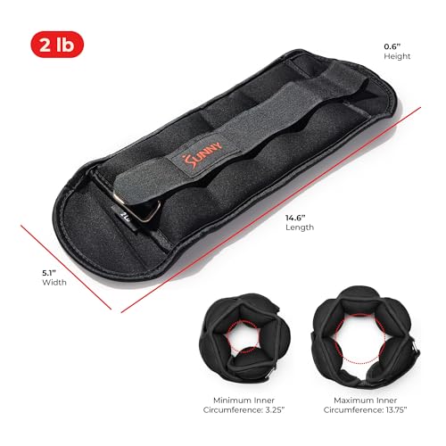 Sunny Health & Fitness Neoprene 1-5 LB Pair Ankle Weights/Adjustable 5 LB - size: 2 LB
