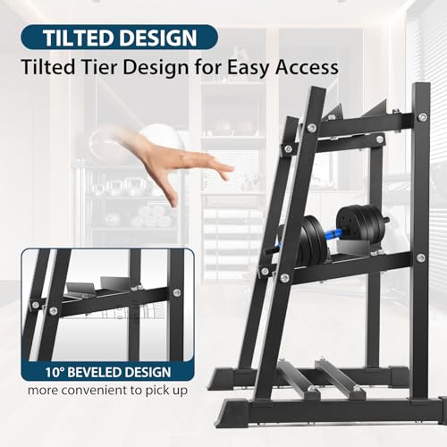 Dumbbell Rack, Bongkim Dumbbell Set with Rack Stand, Dumbbells Weights Rack for Home Gym, Weight Rack for Dumbbells, Kettlebells, and Weight Plates 1100LBS - color: matte black