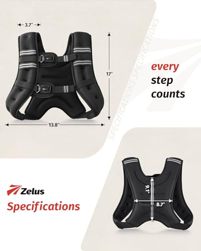 ZELUS Weighted Vest, 6lb/8lb/12lb/16lb/20lb/25lb/30lb Weight Vest with Reflective Stripe for Workout, Strength Training, Running, Fitness, Muscle Building, Weight Loss, Weightlifting