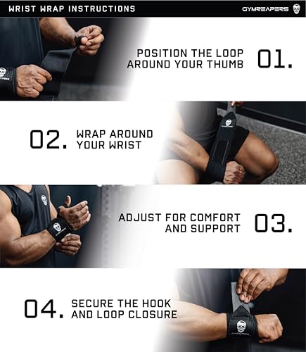 Gymreapers Weightlifting Wrist Wraps (IPF Approved) Professional Quality Wrist Support with Heavy Duty Thumb Loop - Best Wrap for Powerlifting Competition, Strength Training, Bodybuilding - color: Blue