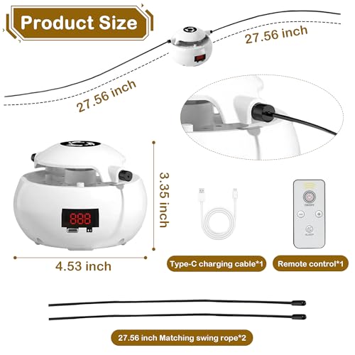 Hands-Free Smart Jump Rope Machine, Automatic Floor Jump Rope for Kids & Adults, 10 Speed Levels, LCD Counter, Remote Control, Rechargeable Indoor Cardio Fitness Trainer for Family & Home