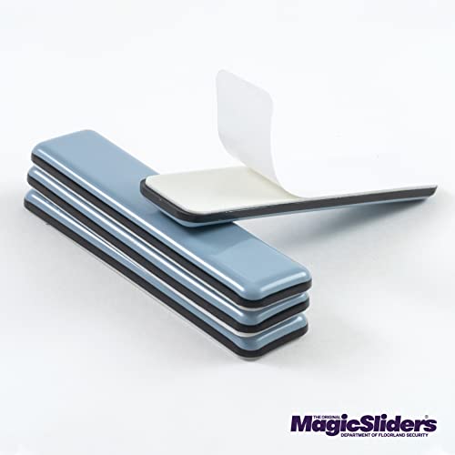 Magic Slider Rectangular Self-Stick Furniture Sliders 15/16" x 4", Heavy Duty Surface Protectors for Floors, Wood, Tile, Carpet & Vinyl Easy Glide Adhesive Pads for Furniture Legs Pack of 4