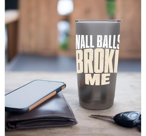 Wall Balls Broke Me Funny Functional Fitness Race Training Stainless Steel Insulated Tumbler - color: Brushed Steel