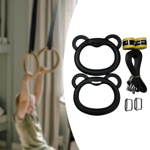Colaxi Gymnastics Rings Gym Rings Home Pull Rings Adjustable Straps Buckles Portable 400kg Load Bearing Training Rings Pull up Rings