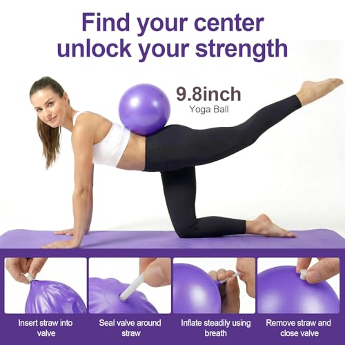 Home Pilates Ring and Ball Set for Women with 5 Resistance Bands 13 inch Magic Circle Workout Starter Kit for Beginners Full Body Toning 15 Min Daily Routine