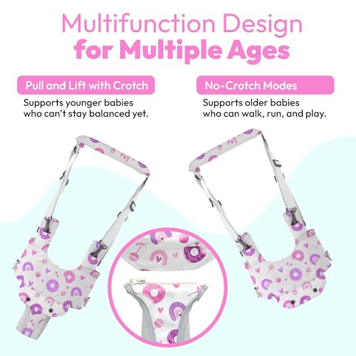 Watolt Baby Walking Harness - Handheld Kids Walker Helper - Toddler Infant Walker Harness Assistant Belt - Child Baby Walk Learning Help Support Assist Trainer Tool - for 7-24 Month Old (Donuts) - color: Donuts