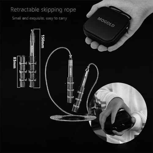 Retractable Jump Rope - No Tool Adjustable, Fits in Pocket, Tangle-Free Steel Cable for Travel & Gym