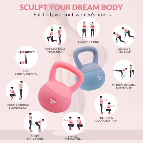 XPRT Fitness Professional Soft Kettlebell | Sand Filled Protective Shell | 10/12 LBS Home Gym Equipment | Anti-Slip Wide Grip | Floor-Safe Design
