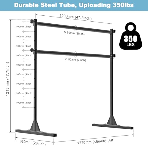 4FT/5FT/6FT Height Adjustable Freestanding Ballet Barre with Fabric Sleeve Portable Double Ballet Bar 350 lbs Capacity Heavy Duty Dance Barre for Home Workout, Stretch - color: 4FT Ballet Barre Only