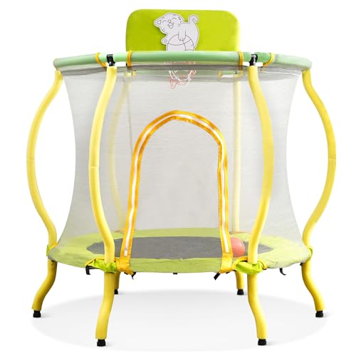 Trampoline, Portable Fitness Foldable Trampoline in-Home Mini Rebounder with Adjustable Handle, Exercise Trampoline for Kid/Adults, 40" Max Load 330lbs (Enclosure, Yellow)
