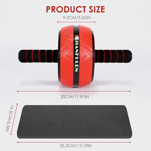Ab Roller Wheel, Ab Workout Equipment for Abdominal & Core Strength Training, Home Gym Fitness Exercise Wheels for Women Men, with 2 Grip Strength Trainer & Knee Pad Accessories