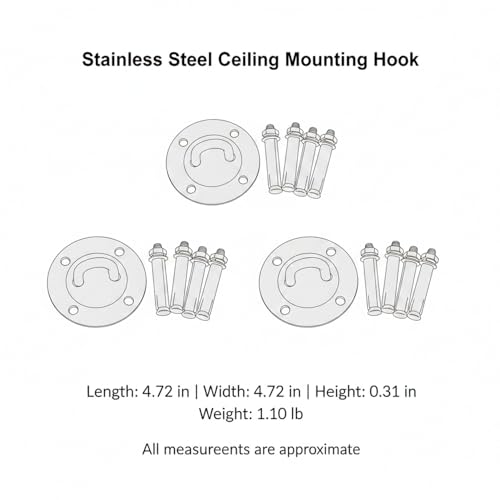 Stainless Steel Ceiling Mounting Hook for Suspension Training (1 PC)