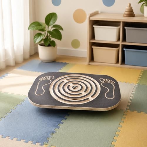 Kids Balance Open-Ended Learning Wooden Balance Board Wooden Wobble Board for Home