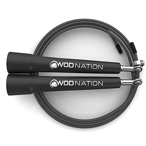 WOD Nation Adjustable Speed Jump Rope For Men, Women & Children - Blazing Fast Fitness Skipping Rope Perfect for Boxing, MMA, Endurance