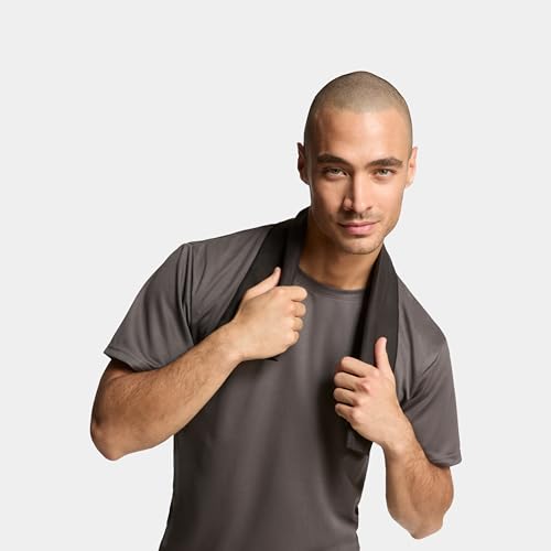 MISSION On-The-Go Cooling Towel - Soft, Lightweight Fabric - Cools Up to 2 Hours - UPF 50 Sun Protection - Machine Washable (Black) - color: Black