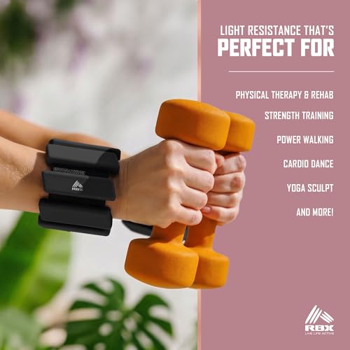RBX Adjustable Ankle & Wrist Weights, Customizable for Pilates, Yoga, Walking, Barre, Home Workouts & Strength Training