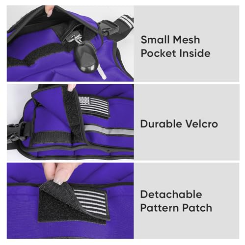 Adjustable Weighted Vest, 4-10lb/12-18lb/20-32lb Vest with 6 Ironsand Weights and Large Pocket, Weight Vest for Men Women Strength Training, Running, Walking - color: Purple, size: 12-18lbs