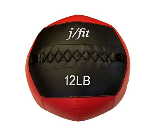 JFit Wall Ball – Premium Soft Weighted Exercise Ball for Strength, Conditioning, Gym & Home Workouts, 4-30 LB - color: Red/Black, style: 12-Pound