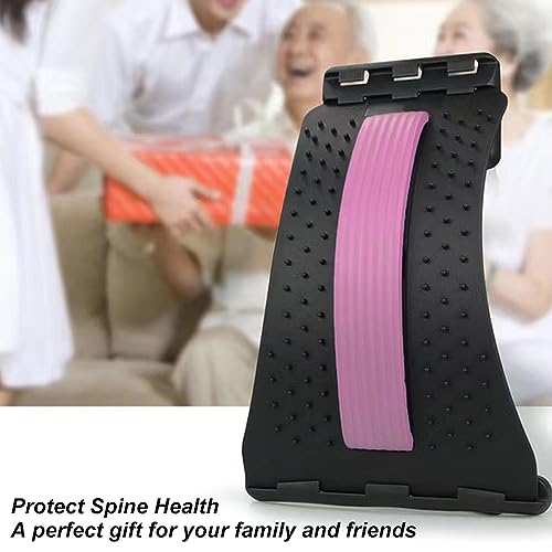 Back Stretcher for Lower Back Pain Relief, 4 Level Adjustable Lumbar Cracker Board Massager, Stretching Device for Scoliosis, Sciatica (Pink) - color: Pink
