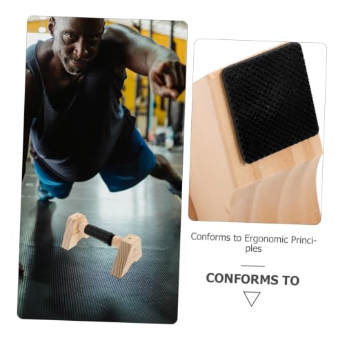 Wooden Push up Bars Parallettes Beech Wood Pushup Handles Non-slip Strength Training Gym Equipment for Men and Women Home Workout Calisthenics Stand 30cm Pair