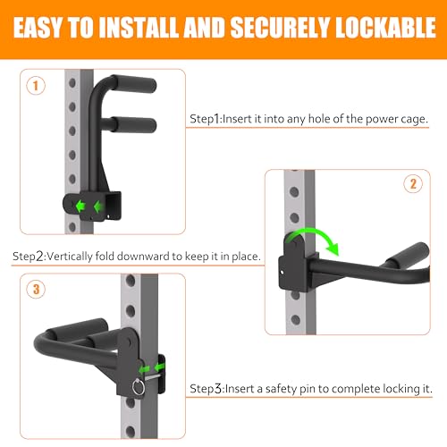 Muti-Grip Dip Bars Attachment for Power Cage with 5/8" or 1" Hole, Non-Slip Wide & Narrow Grip Dips Double Handles, 600 lbs Capacity, Squat Rack Attachment for Dips, Inverted Rows, Push-Ups