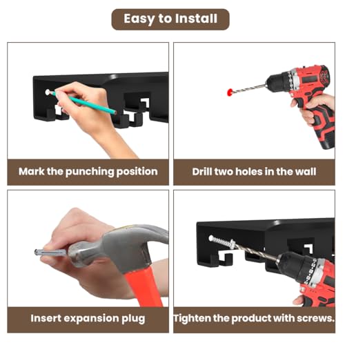 Floating Shelf Organizer Compatible with Tonal Accessories Wall Mount Hanger with Hooks T-Lock Adapters Home Gym Weight wall Storage Equipment Metal Rack Holder Bracket Hanger Black Workout Fitness
