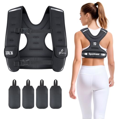 Sportneer Adjustable Weighted Vest Woman: 6-10lb/10-18lb Weighted Vests - color: Black, size: 6-10 lbs
