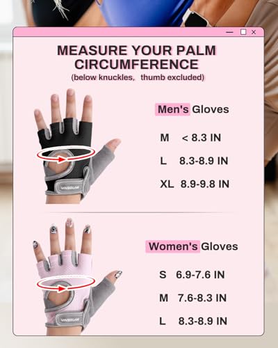 VINSGUIR Workout Gloves for Women and Men, Breathable Weight Lifting Gloves for Gym Exercise, Fitness, Training, and Cycling, with Excellent Grip and Cushion Pads