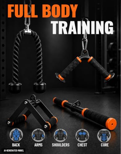 Fitarc Cable Machine Attachment Set for Gym & Home Workouts, Lat Pulldown Attachments with Non-Slip Grips, Orange