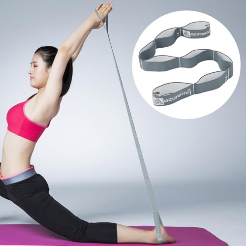 Elastic Yoga Stretching Strap, Multi-Loop Stretch Strap for Physical Therapy, Pilates, Yoga, Dance & Gymnastics Exercise and Flexible Pilates Stretch Band - color: Elastic-Gray