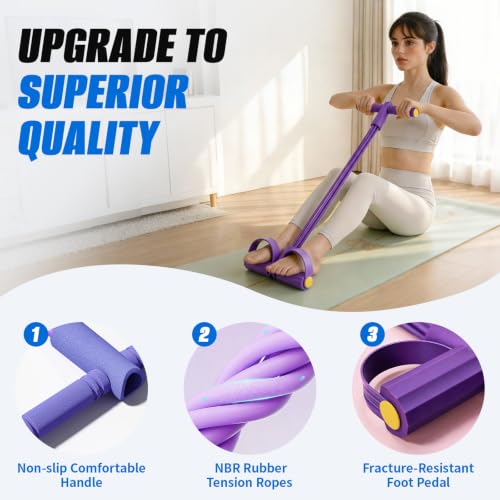 Pedal Resistance Bands with Handles, 6/8/10 Tube Exercise Band