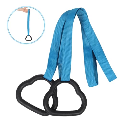 IMIKEYA Gymnastic Rings Set and Adults, Non-Slip Blue Fitness Rings with Adjustable Straps, Home Indoor Pull-up and Strength Training Equipment and Beginners