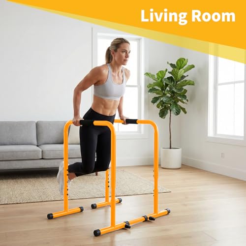 NEWBULIG Dip Bar Station, Adjustable Parallel Parallettes Bar with Soft High-Density Foam Handles, Heavy Duty Dip Stands Workout Equipment for Home, Gym, Patio, Office