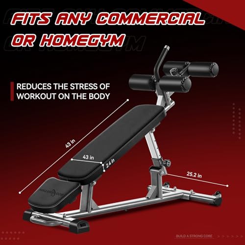 BODY RHYTHM Professional Sit-Up Bench with 4 Adjustable Heights and Reverse Crunch Handle, Adjustable Weight Bench and Flat, Incline & Decline Bench Press, Great Strength Training Slant Bench and Ab &