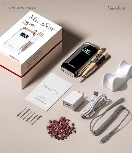 MelodySusie Entry-Level Clip-On Vintage-Style Nail Drill, SC320C 30000RPM Rechargeable E-File for All Manicure Shaping & Gel Removal, Perfect for Training, Nail Art Practice & Home Use