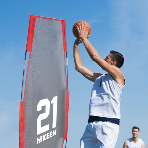Hikeen Basketball Defender Dummy, Training Equipment for Practice Basketball Dribbling, Shooting, Passing - 2 Sizes Folding Poles, 4 Reinforced Base Sandbags