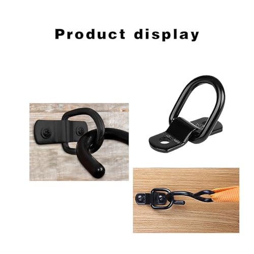 4 PCS D Rings Tie Down Anchors, All-Purpose Trailer Pull Rings, Multifunctional Fastening Buckles, Durable Door Catches, Cargo Mooring Tool Kit, for Most Cars, Trucks and Vans (Black)