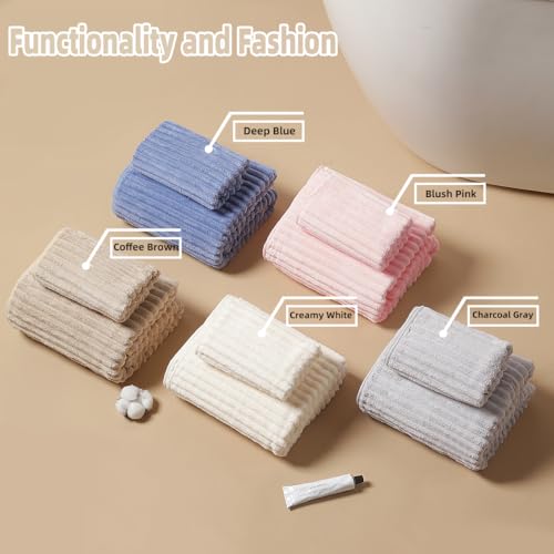 10 PCS Rainbow Coral Fleece Towels Set - Super Absorbent,Extra Large Size, Cost-Effective(Milk White, Deep Blue, Coffee, Pink, Gray)