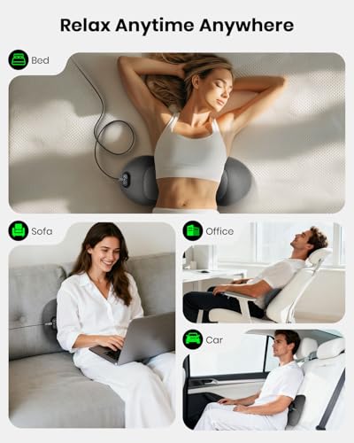 Triple Fusion Back Massager with Stretching, Vibration and Heat, 3-in-1 Electric Lumbar Pillow for Lower Back Tension Relief, Deep Tissue Relaxation Massage for Home, Office, Bed, Sofa, and Car Use
